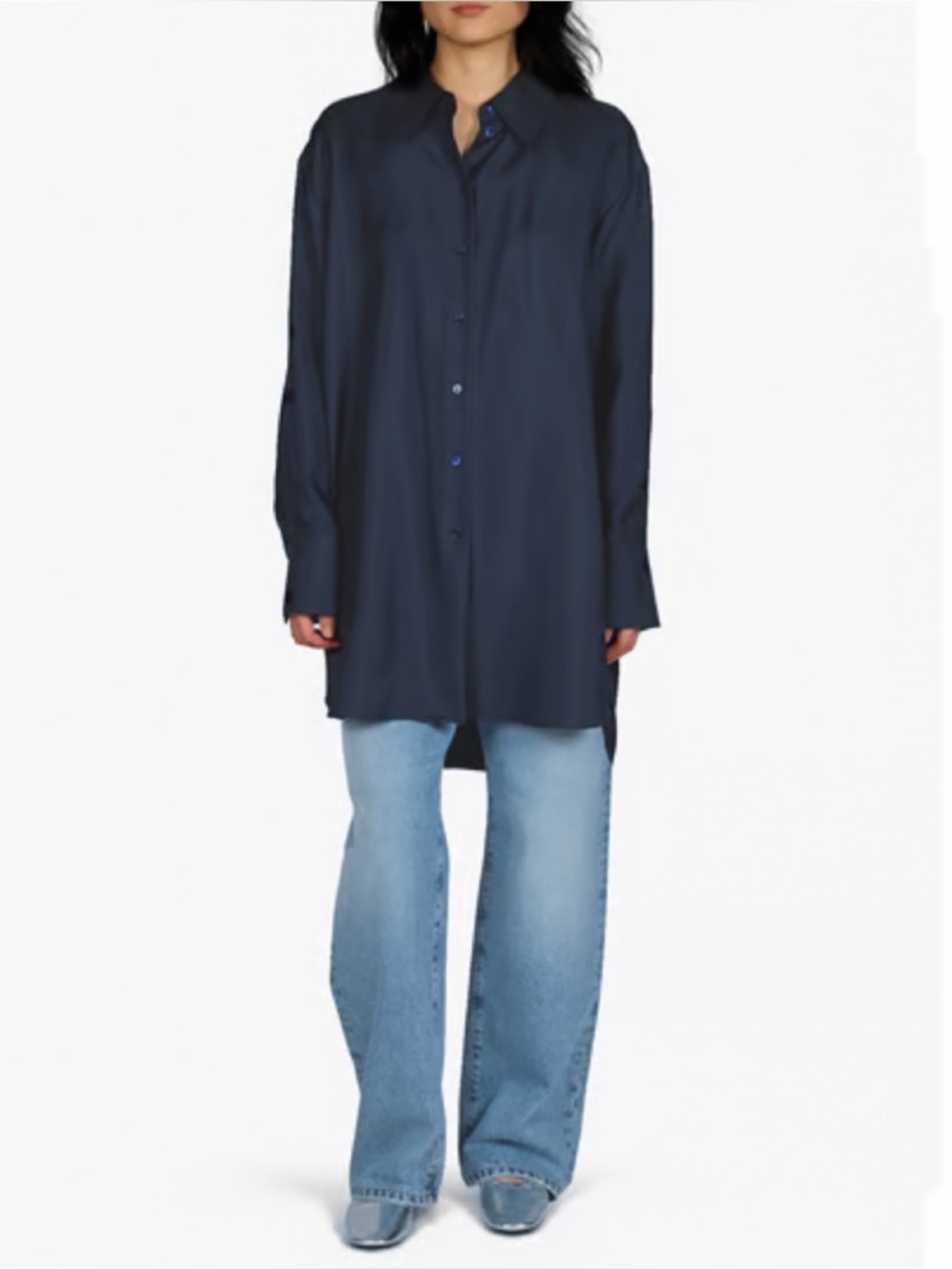 New w/ Tags Rohe Navy Oversized Silk Blouse size 38 / US 6